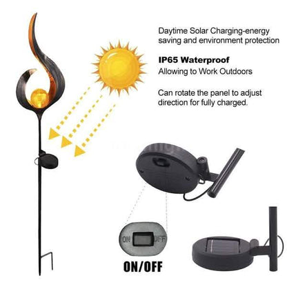 Solar LED Simulate Flame Light Lawn Lantern Lamp Waterproof Outdoor Lights