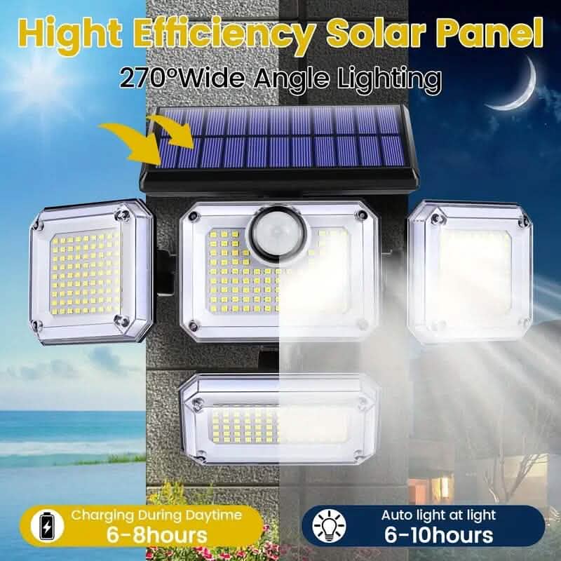 Solar Outdoor Lights 333 LEDs Motion Sensor Lights 4 Heads