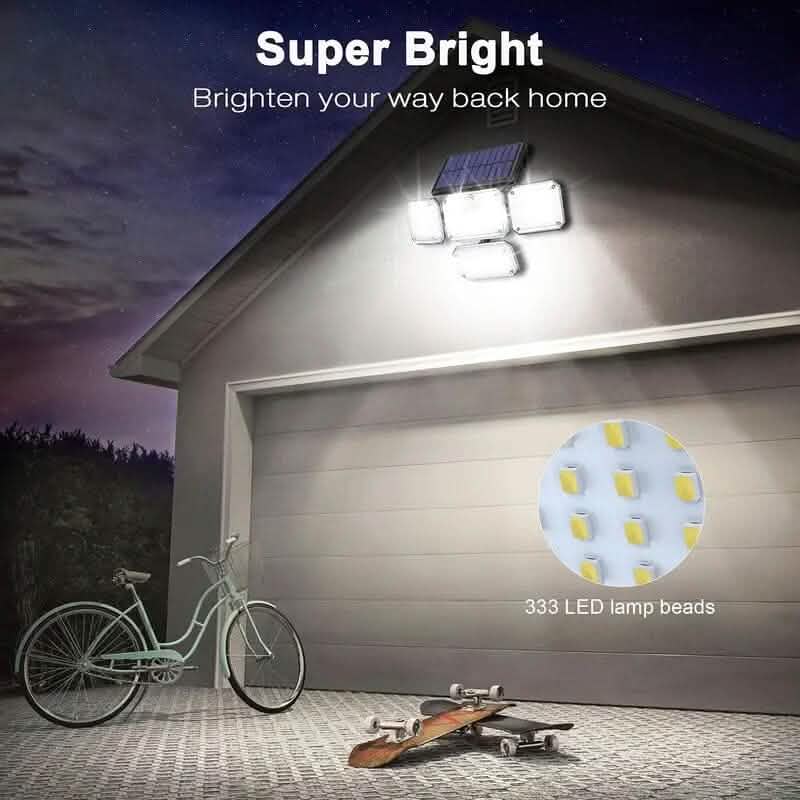 Solar Outdoor Lights 333 LEDs Motion Sensor Lights 4 Heads