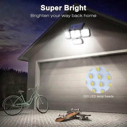 Solar Outdoor Lights 333 LEDs Motion Sensor Lights 4 Heads