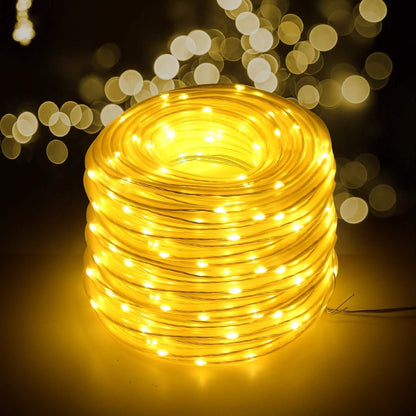 Solar Panel Powered 75.5 Ft. Warm White Rope String Fairy Lights