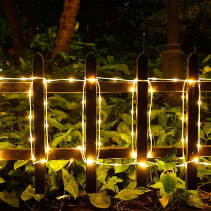 Solar Panel Powered 75.5 Ft. Warm White Rope String Fairy Lights