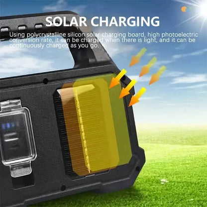 Solar Portable Flashlight & Handheld Searchlight with Side Lights
