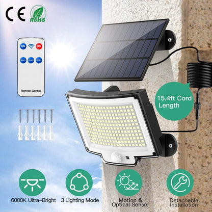 Solar Powered Flood Light Solar IP65 Waterproof Motion Sensor with Remote