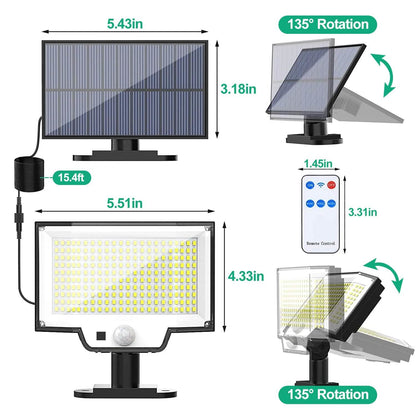 Solar Powered Flood Light Solar IP65 Waterproof Motion Sensor with Remote