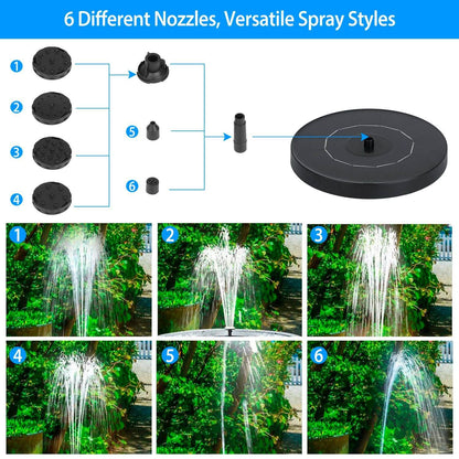 Solar Powered Fountain Pump Floating Bird Bath Pond