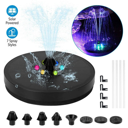 Solar Powered Fountain Pump with LED Lights