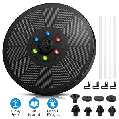 Solar Powered Fountain Pump with LED Lights