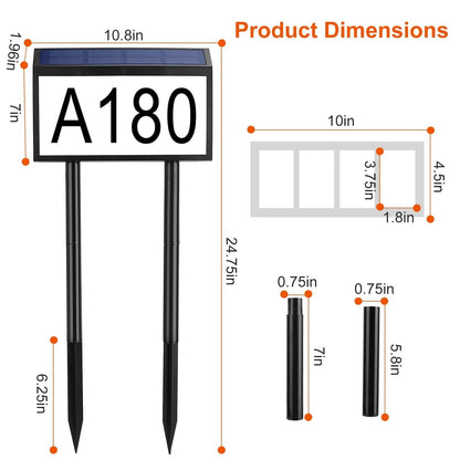Solar Powered House Numbers LED Address Plaque Sign