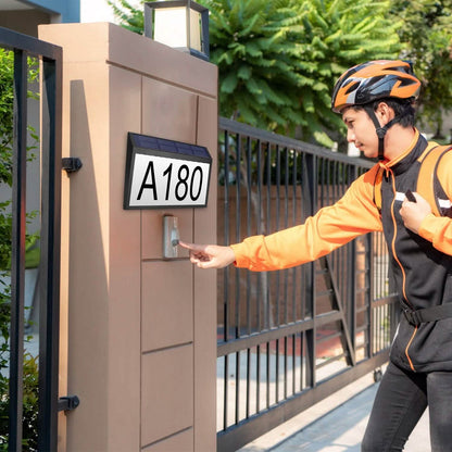 Solar Powered House Numbers LED Address Plaque Sign