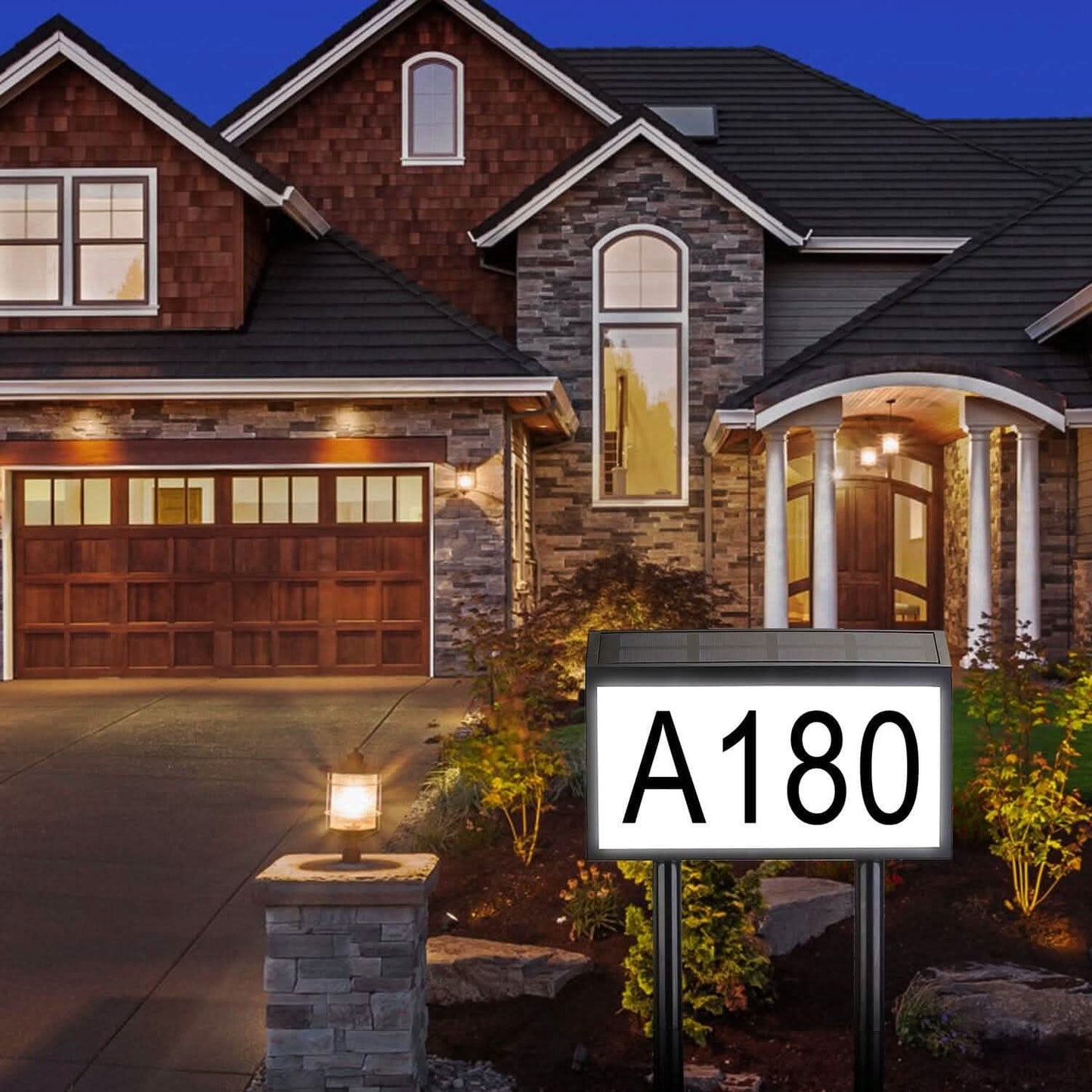 Solar Powered House Numbers LED Address Plaque Sign