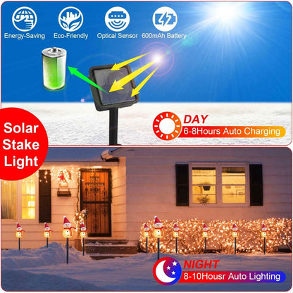 Solar Powered Lamp 3 Snowmen Garden Stake Light