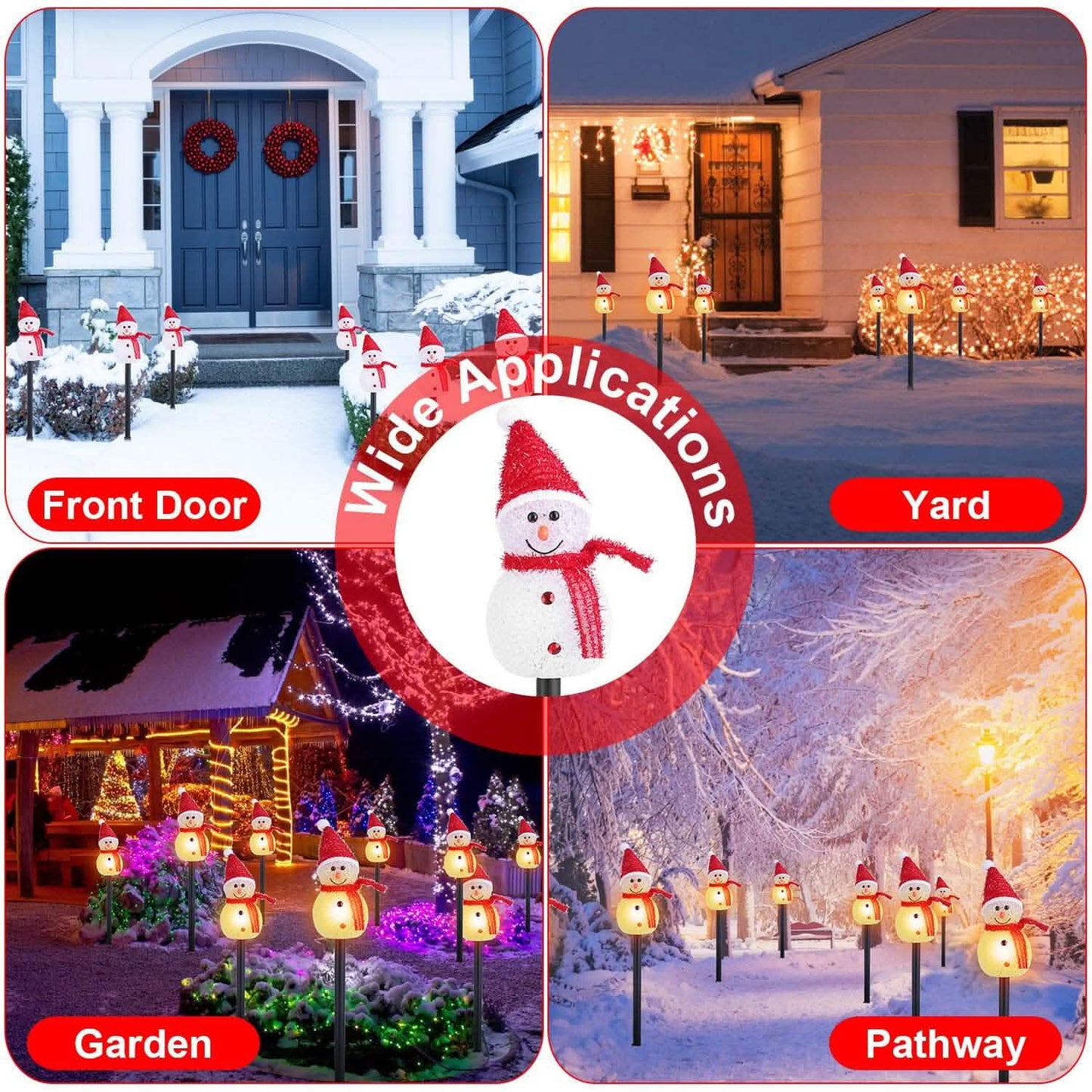 Solar Powered Lamp 3 Snowmen Garden Stake Light