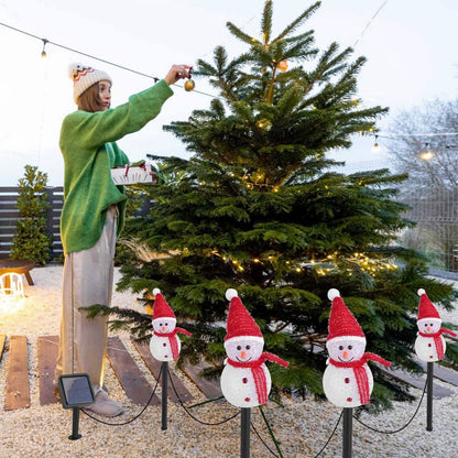 Solar Powered Lamp 3 Snowmen Garden Stake Light