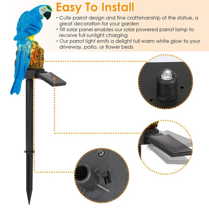 Solar Powered Parrot Garden Light IP65 Waterproof LED
