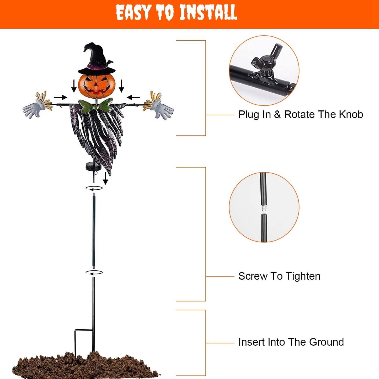 Solar Powered Scarecrow Shape Stake Light Halloween Decoration