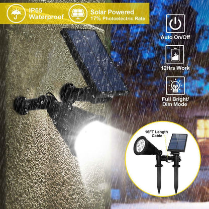 Solar Powered Spotlight Outdoor Garden Lamp Waterproof