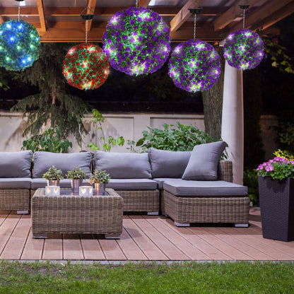 Solar Powered Topiary Ball Artificial Rose 20 LED Lights