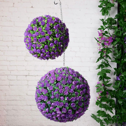 Solar Powered Topiary Ball Artificial Rose 20 LED Lights