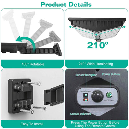 Solar Powered Wall Light Beads PIR Motion Sensor