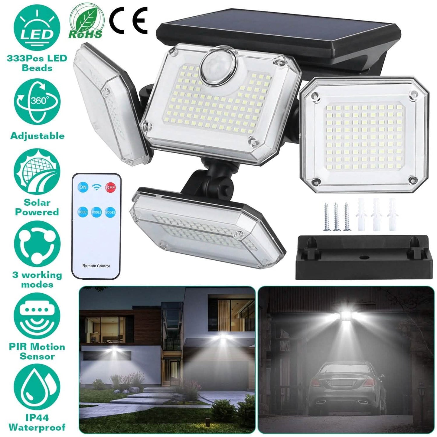 Solar Powered Wall Lights Outdoor Motion Sensor Lamps