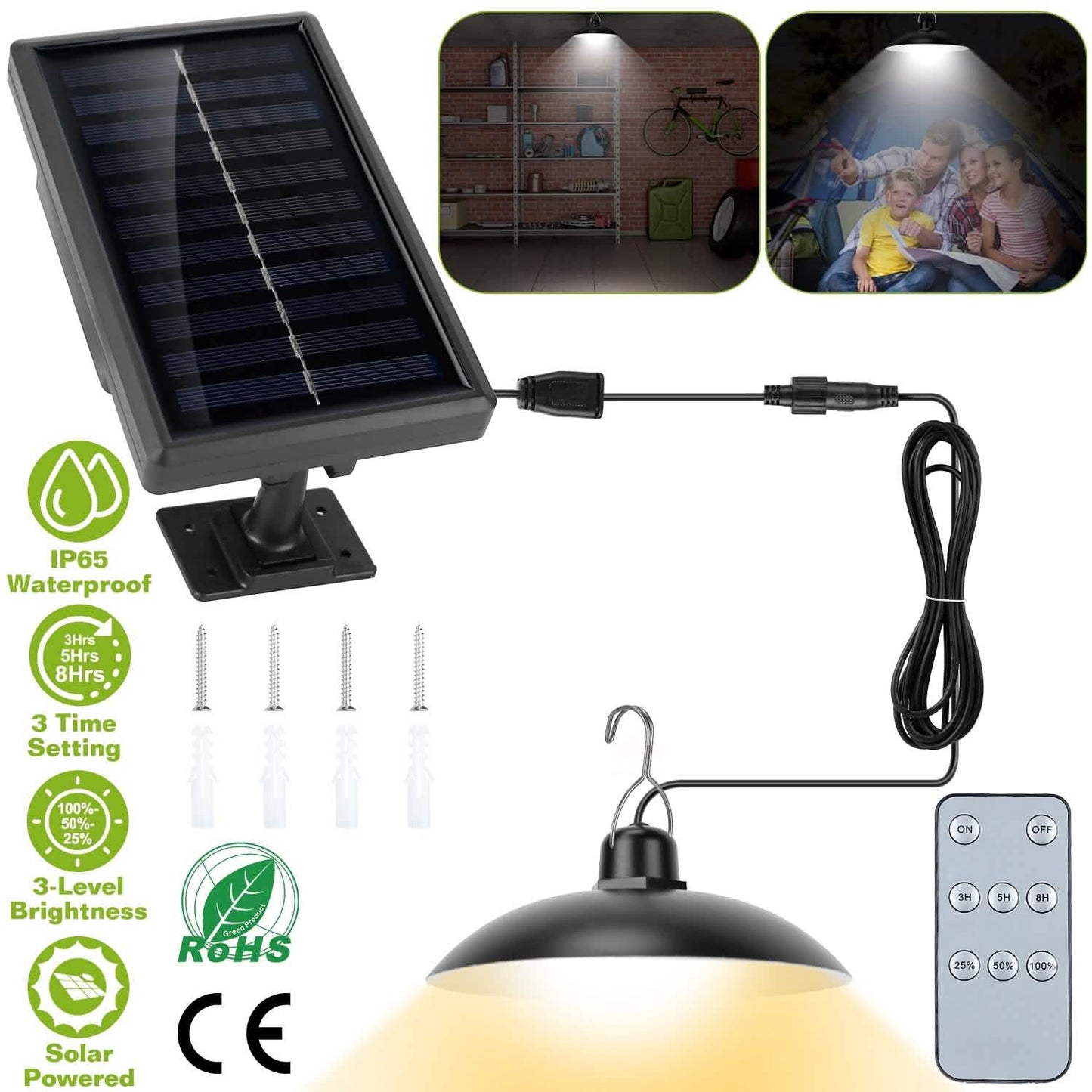 Solar Shed Light Sensor Hanging Lamp