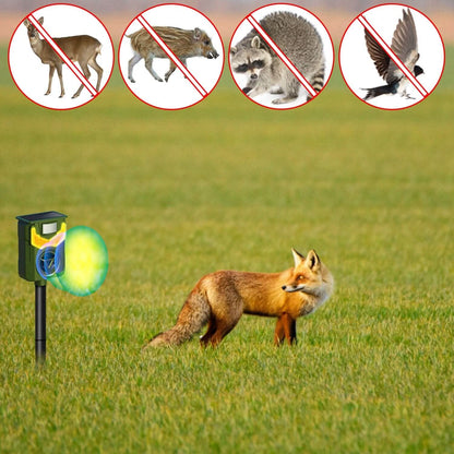 Solar Ultrasonic Animal Repeller with Flame Light USB Charge Motion Sensor