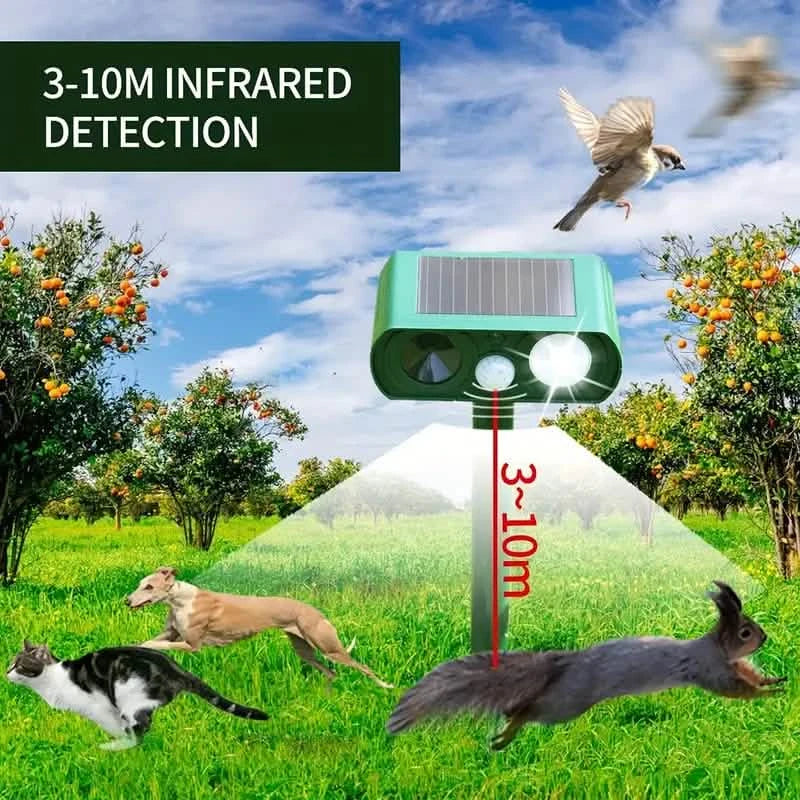 Solar Ultrasonic Animal Repeller with Motion Detector