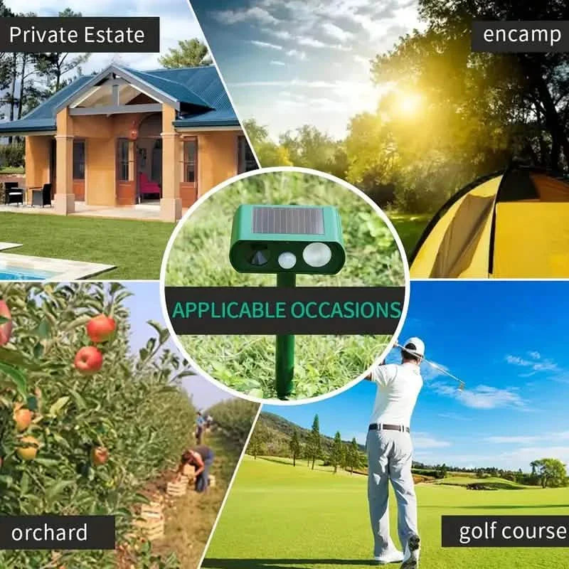 Solar Ultrasonic Animal Repeller with Motion Detector