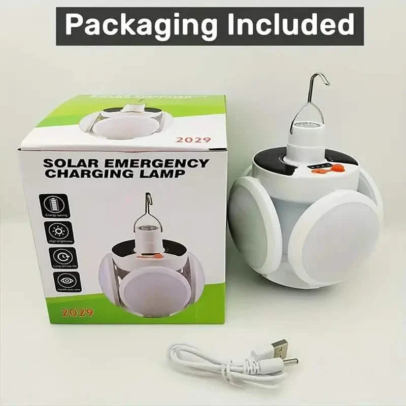 Solar USB Rechargeable LED Bulb Lights With Power Display