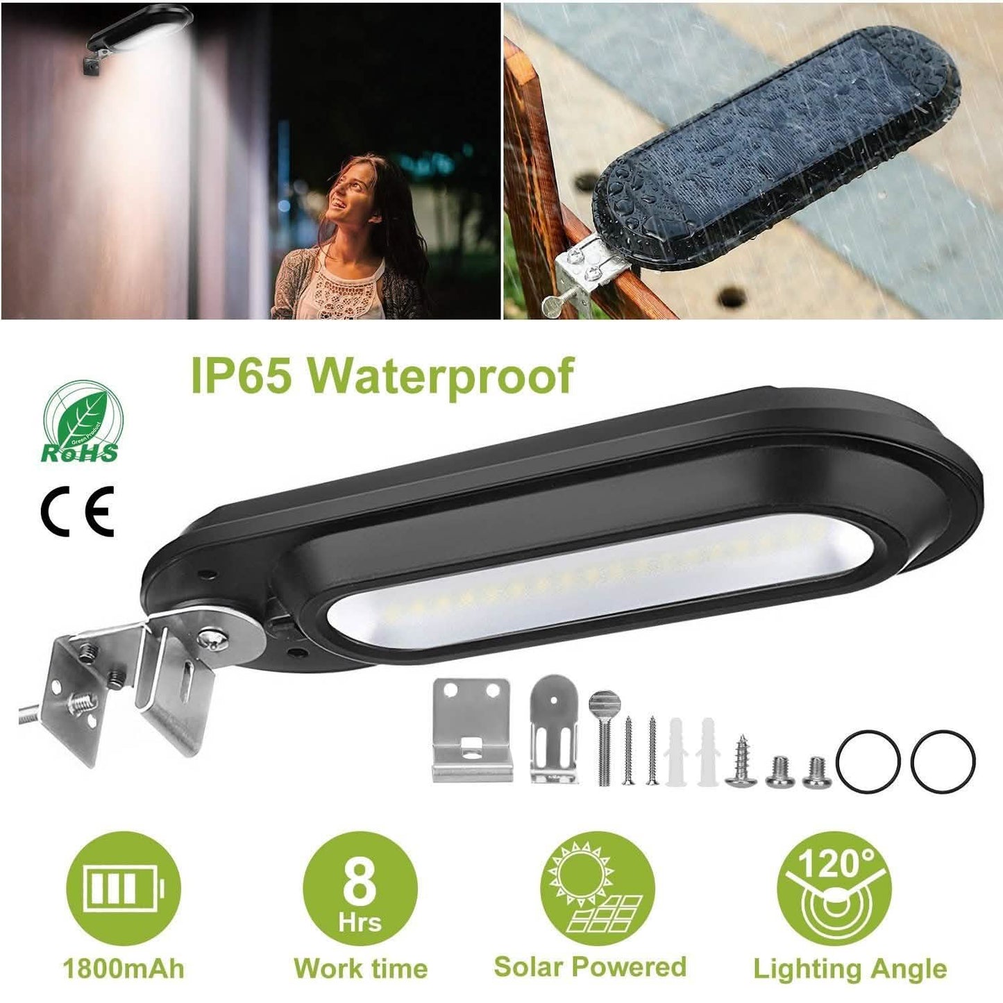 Solar Wall Light Outdoor 18 LED's Dusk to Dawn Fence Lamp