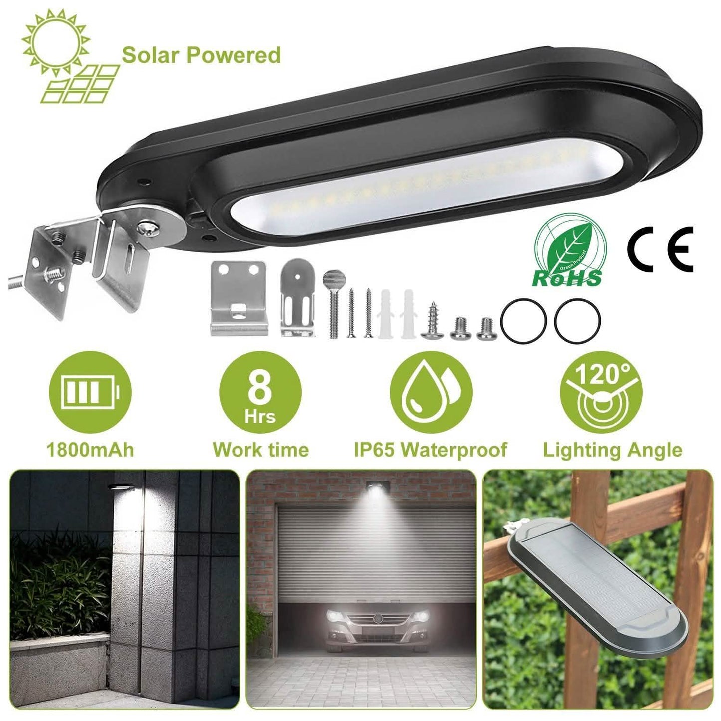Solar Wall Light Outdoor 18 LED's Dusk to Dawn Fence Lamp