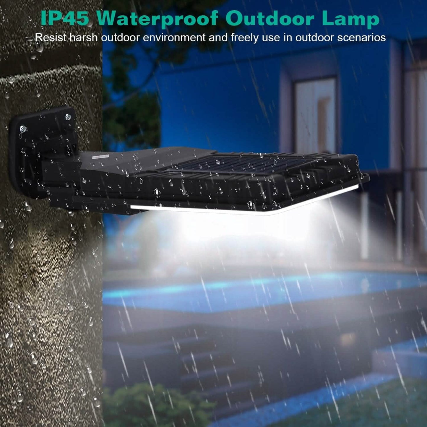 Solar Wall Light Outdoor Beads PIR Motion Sensor Remote Control Wireless Lamps