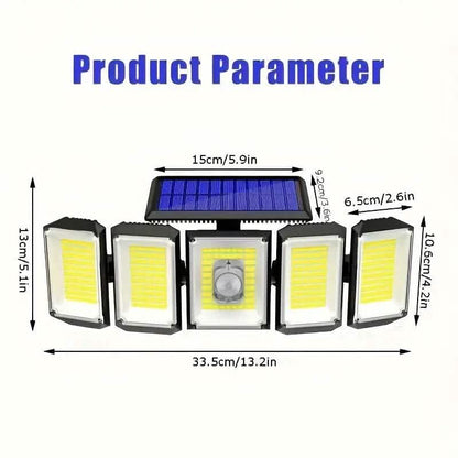 Solar Wall Light with 5 Adjustable Angle Heads