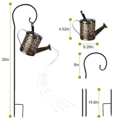 Solar Watering Can Powdered String Light Stake