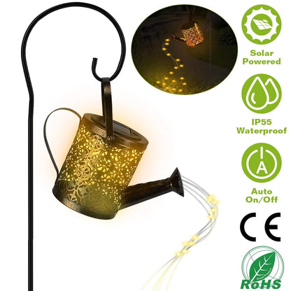 Solar Watering Can Powdered String Light Stake