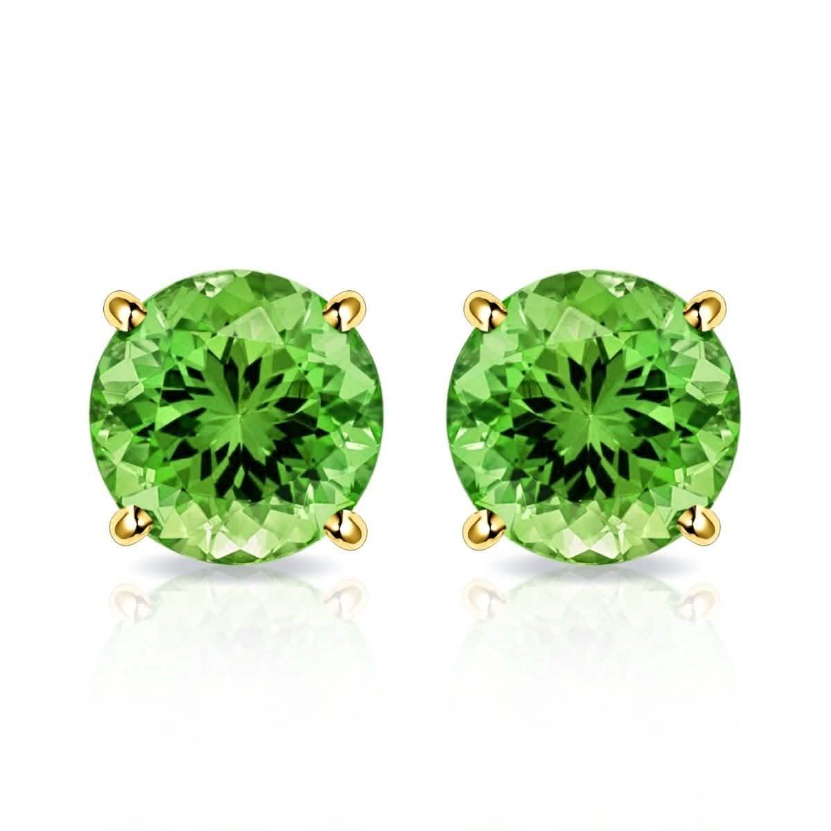 Solid 10K Gold 2.00 CTW Peridot Stud Earrings By MUIBLU Gems