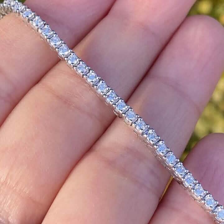 Solid 14K White Gold 2.13 CTW 100% Natural Diamond Tennis Bracelet