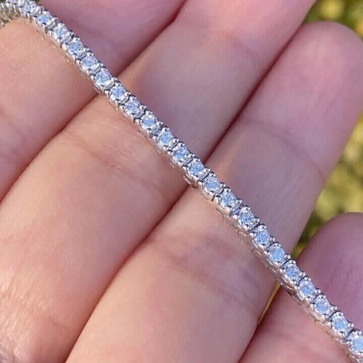 Solid 14K White Gold 2.13CTW 100% Natural Diamond Tennis Bracelet