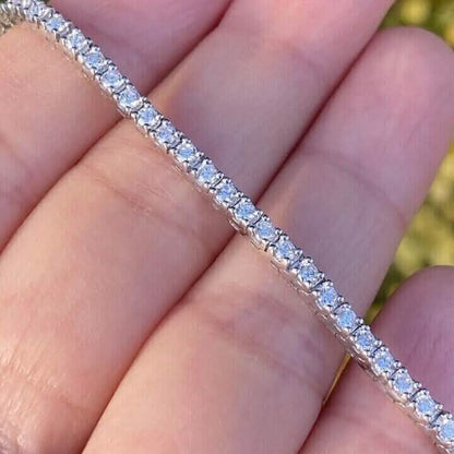 Solid 14K White Gold 2.13CTW 100% Natural Diamond Tennis Bracelet