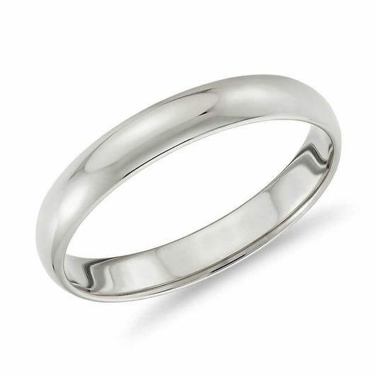 Solid 14K White Gold 3mm Comfort Fit Wedding Band Ring