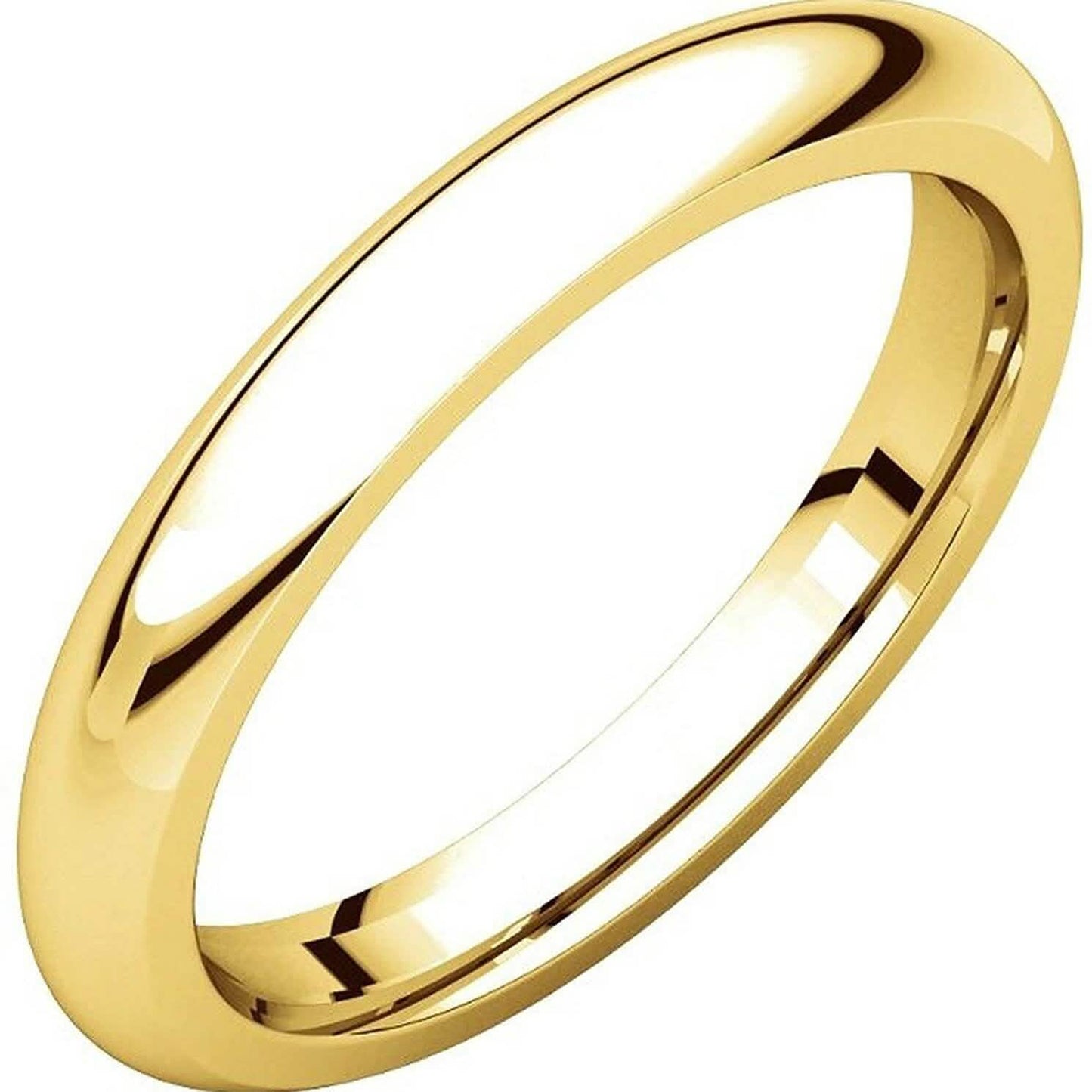 Solid 14K Yellow Gold 3mm Comfort Fit Wedding Band Ring