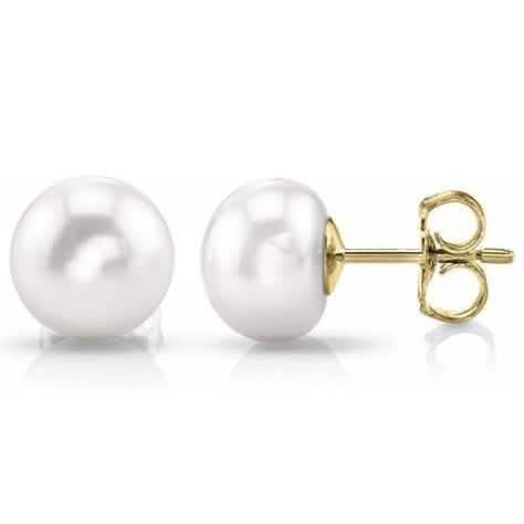 Solid 14k Yellow Gold 6MM Freshwater Pearl Studs