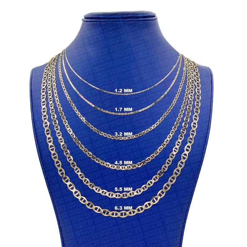 Solid 14K Yellow Gold Mariner Link Chain Necklace