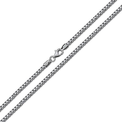 Solid .925 Sterling Silver Rhodium Plated 1.1mm Franco Chain