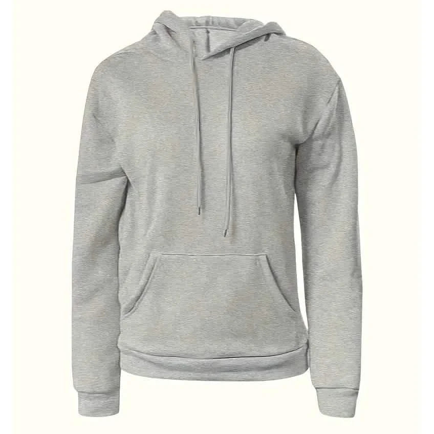 Solid Drawstring Casual Long Sleeve Hoodie