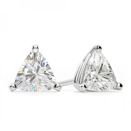 Solid Sterling Silver 6mm Trillion Cut Studs