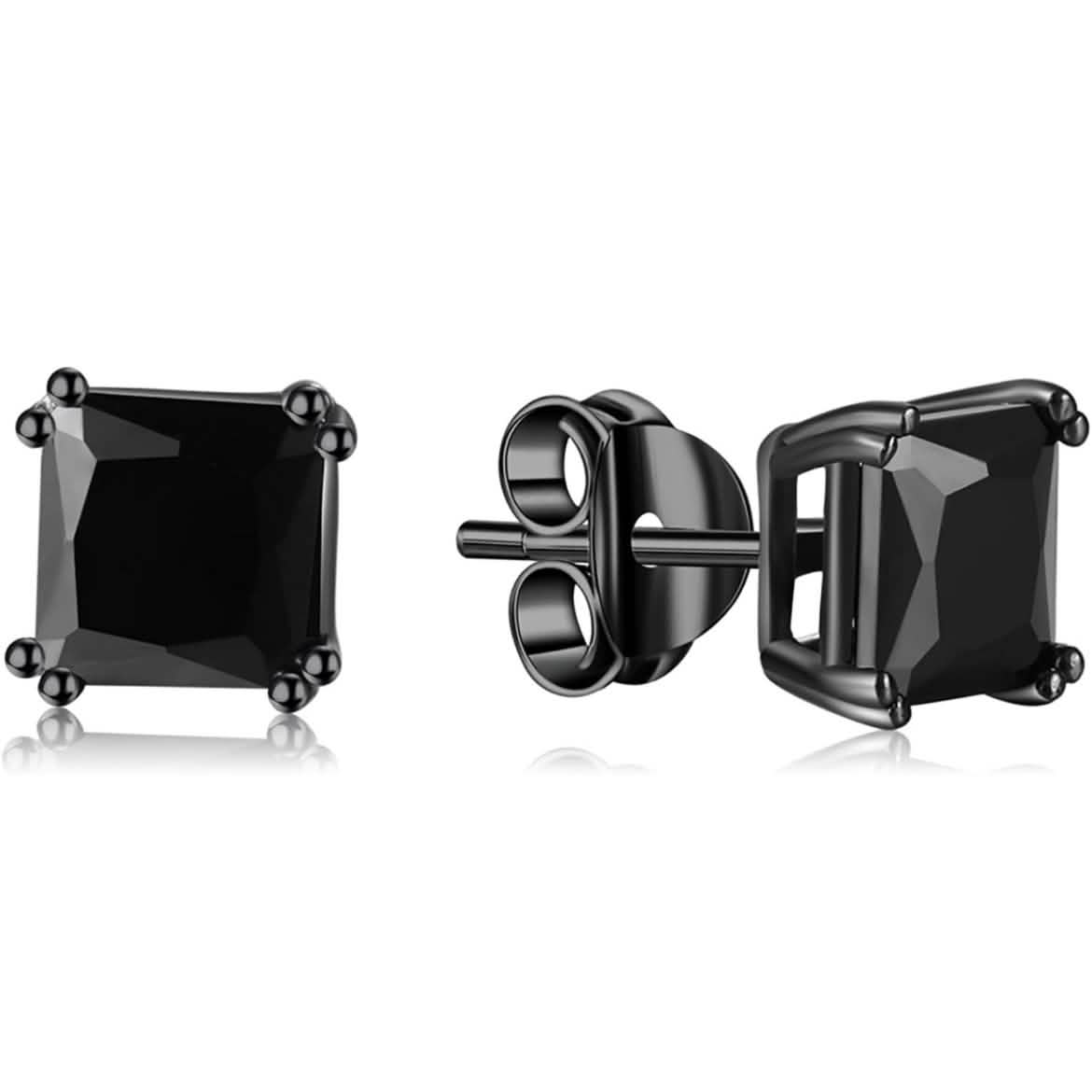 Solid Sterling Silver Black CZ Studs