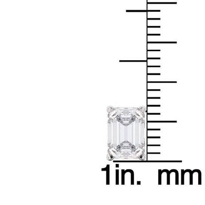 Solid Sterling Silver Emerald Cut Studs