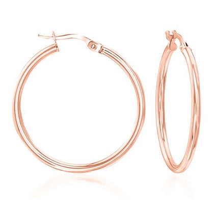 Solid Sterling Silver Plain French Lock Hoops